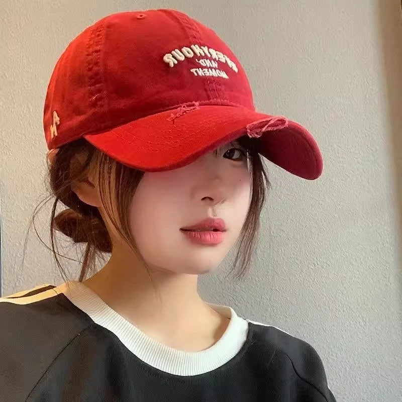 หมวกเบสบอลย้อนยุค หมวกแก๊ป หมวกแฟชั่นเกาหลี การป้องกันแสงแดด