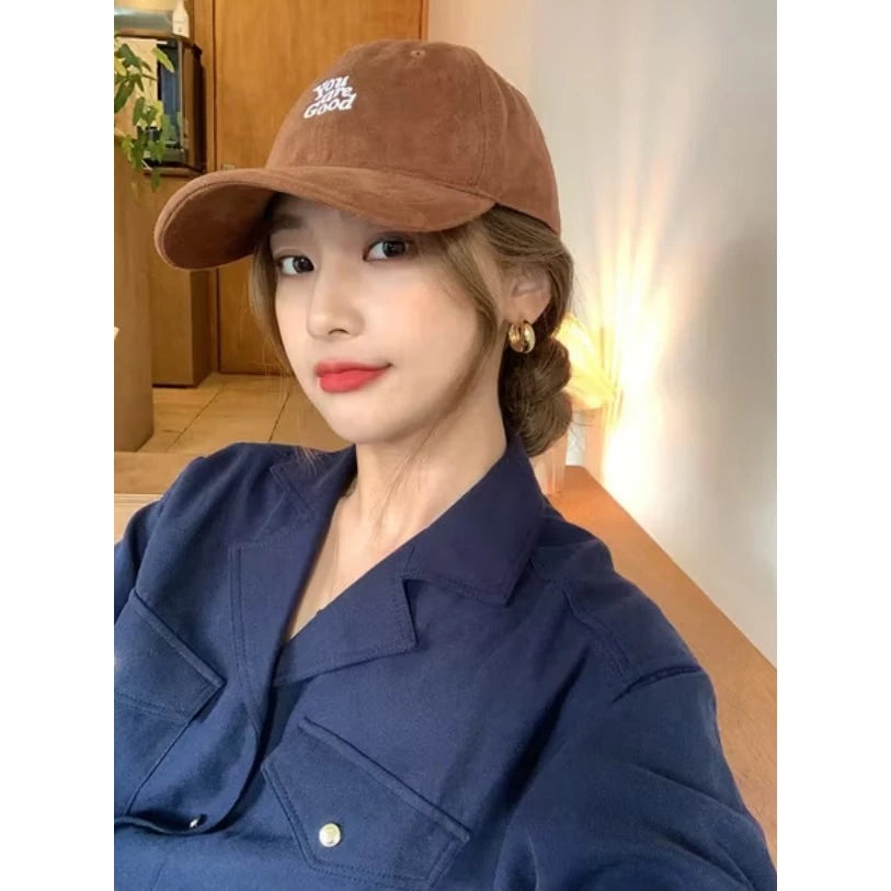 หมวกเบสบอล ปักตัวอักษรส ไตล์เกาหลี Ins Cap แฟชั่นย้อนยุค