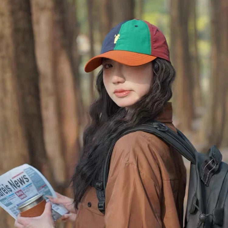 หมวกเเก๊ป บางแห้งเร็ว ผ้ารุ่ม แฟชั่นฤดูร้อน ปักลายหมีน้อยญี่ปุ่น