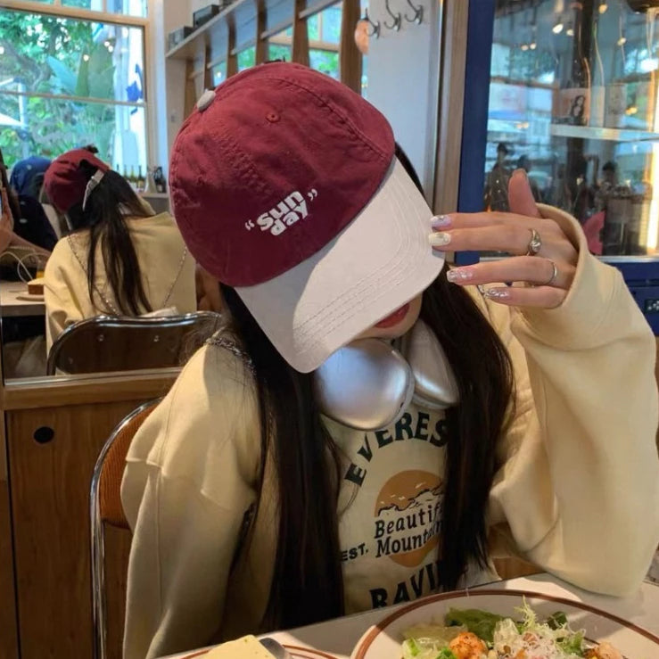 หมวกเบสบอล แบบนิ่ม ปัก Sunday งานแฟชั่น กันแดด