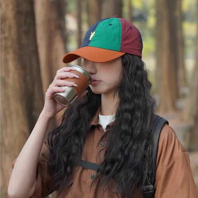 หมวกเเก๊ป บางแห้งเร็ว ผ้ารุ่ม แฟชั่นฤดูร้อน ปักลายหมีน้อยญี่ปุ่น